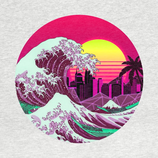 The Great RetroWave off Kanagawa by Kiboune